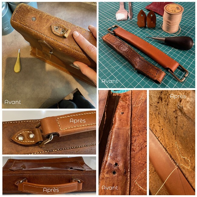 Réparation cartable en cuir